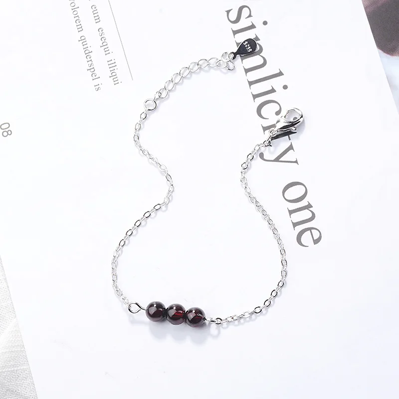 TSHOU91 гранат браслет женский в Корейском стиле Простые бусины серьги набор |