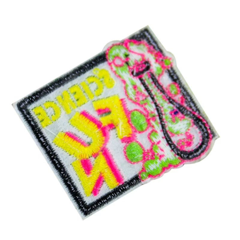 Cartoon Science Fiction Letter Embroidered Iron on Fun Burette Patch Ironing Clothing Sewing Supplies Decor Patches For | Дом и сад