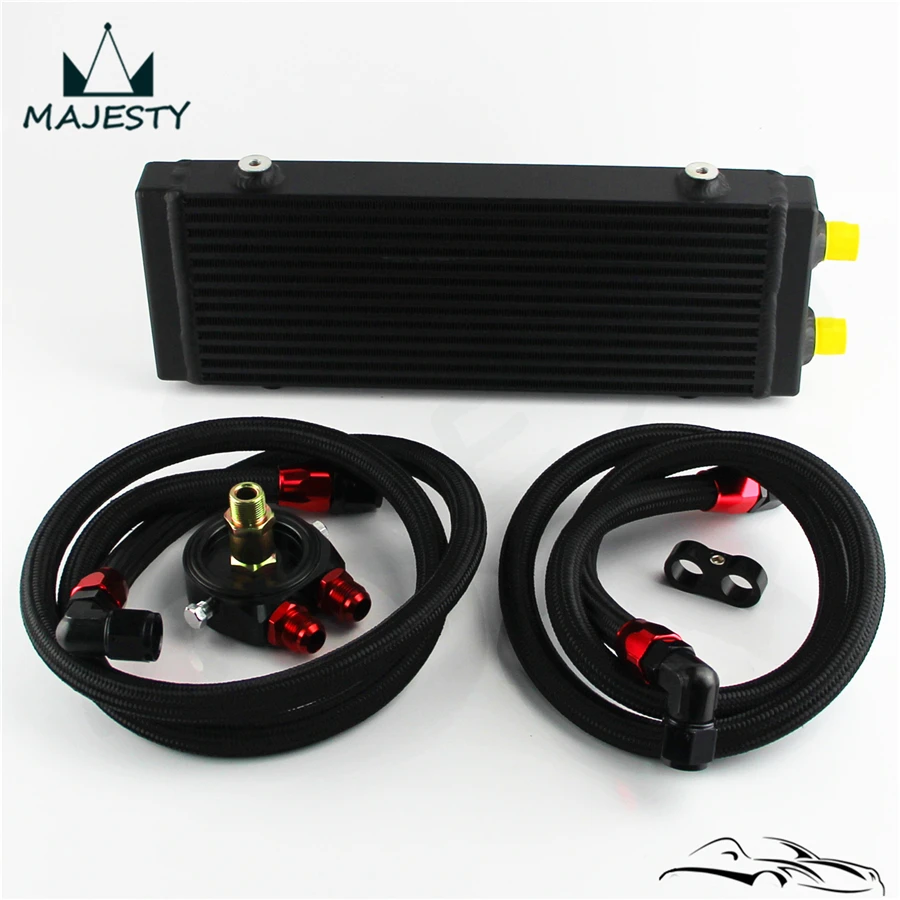 

Medium 14"x5.5"x1.58 Dual Pass Bar & Plate Oil Cooler Filter Adapter Hose Kit