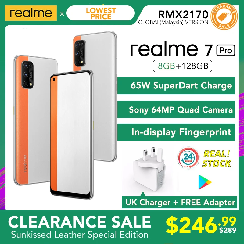Realme 7 Pro 8 Гб Оперативная память 128 Встроенная глобальная Версия 65 Вт SuperDart заряда