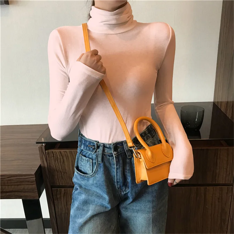 

Black White Turtleneck Female T-shirts autumn Fashion Elegant Women solid Long Sleeve T shirt slim Casual basic Tee top