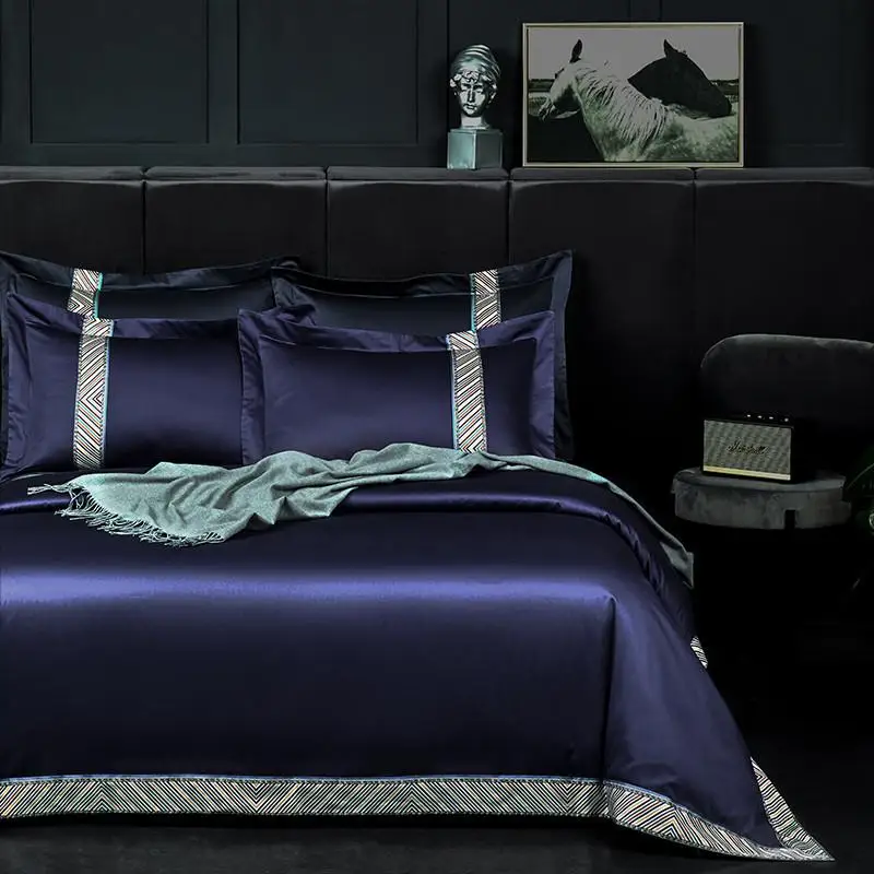 45 1000TC Egyptian Cotton Patchwork Bedding set Dark Red Green Soft Duvet Cover Bed sheet Pillowcases Queen King size 4Pcs | Дом и сад