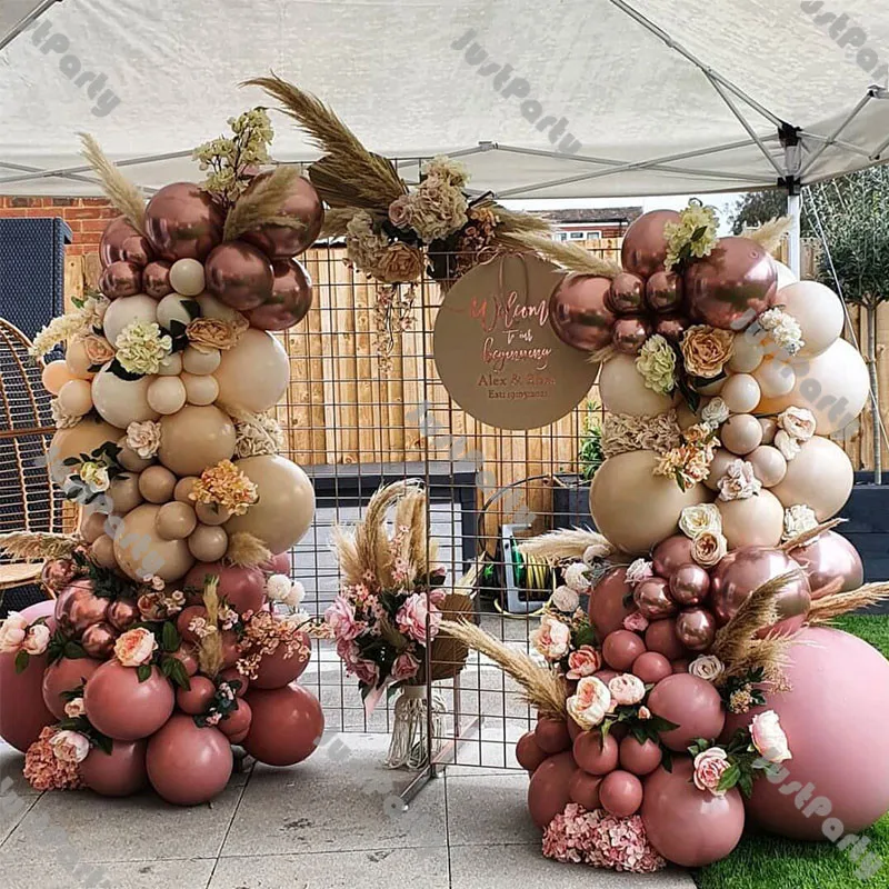 DIY Kit de arco de guirnalda de globos rosa polvoriento doble decoraci&oacute;n de boda globos desnudos dobles suministros de fiesta de compromiso de despedida de soltera-0