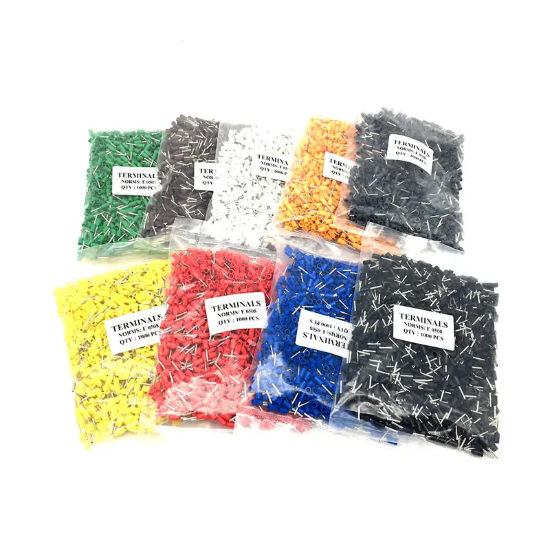 VE Type Tubular Pre Insulated Terminal Cold Pressing Red Copper 0508 7508 1008 1508 2508 4009 6012 10-12 Pin |