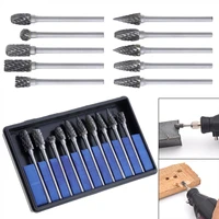 files 10pcs 3 x 6mm carbide rotary file tungsten with plastic box for polished carved polishing silver hand tools