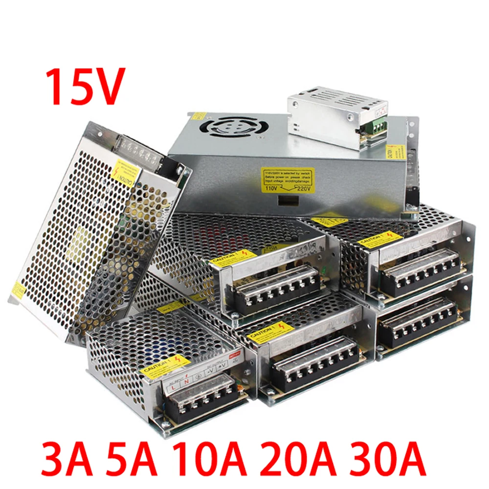 AC220 to DC 15v переключатель трансформатора освещения 3A45W 5A75W 10A150W 20A300W 30A450W