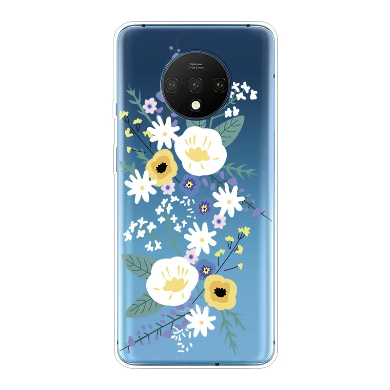 phone cases for oneplus 7t cases soft tpu silicone back covers for oneplus 7t 6 55coque flowers fashion marble pattern cute cat free global shipping