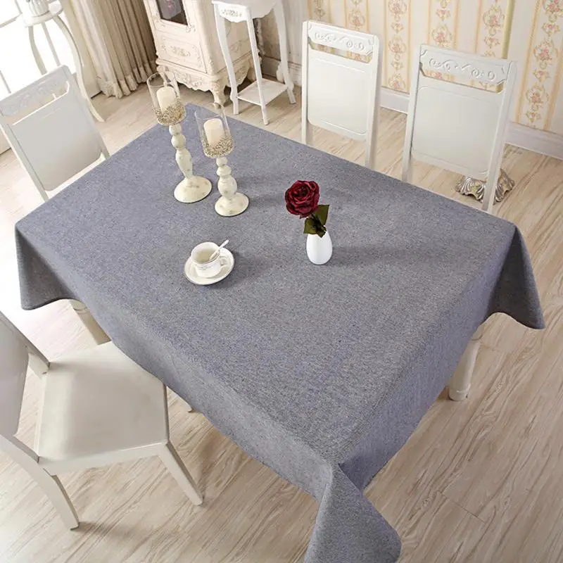 Современная льняная хлопковая скатерть однотонная красная 5 цветов моющаяся