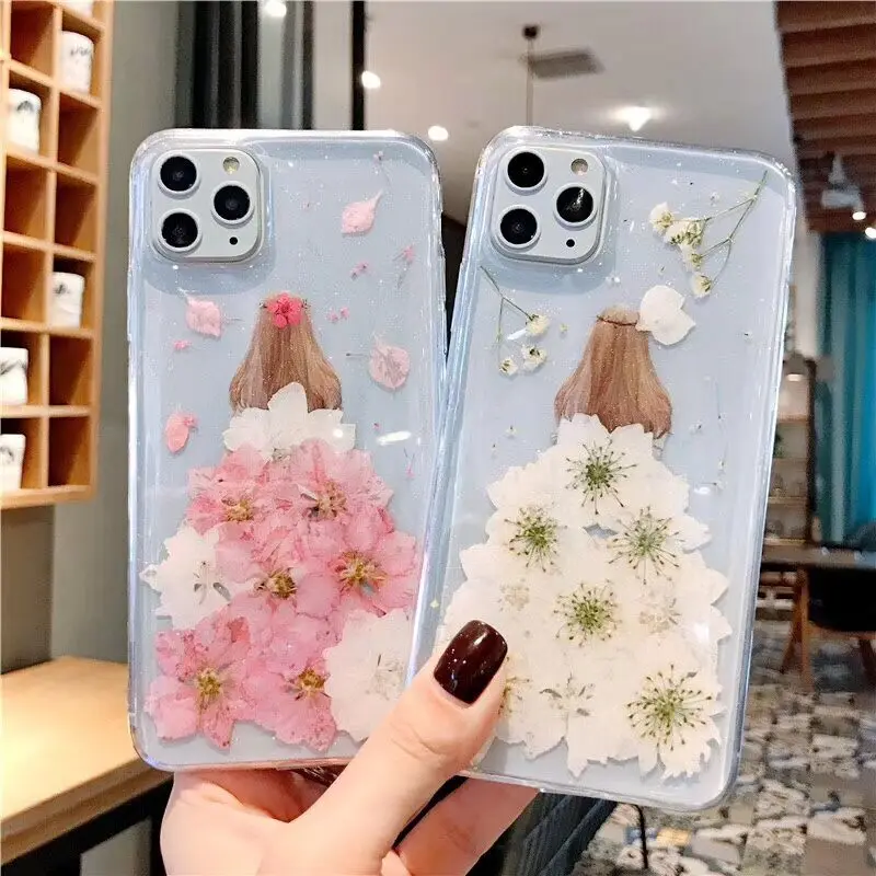 

casa of phone accessories for iphone 11 pro max case 6s 7 8plus cover iphones xr x xs phones cases True flower Dropping glue