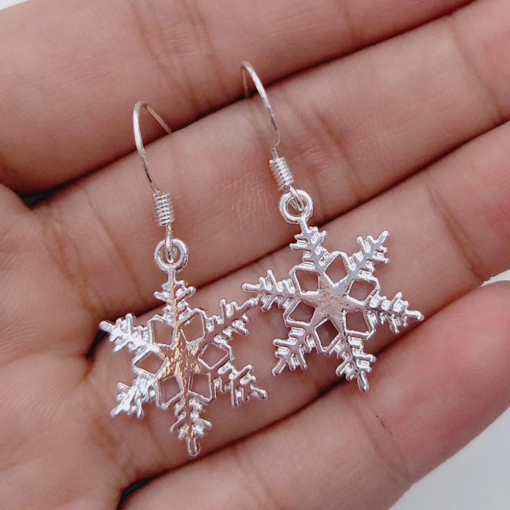 2021 эффектные висячие серьги в виде снежинок для женщин с серебряным покрытием