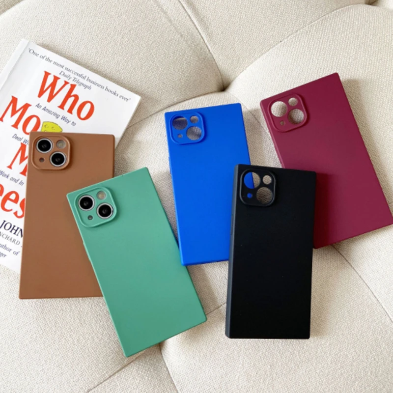 

Fashion Square Soft Phone Case For iPhone 13Pro Max Case 12 11 XS MAX XR 7 8 Plus Luxury Solid Color Protection Shockproof Cover