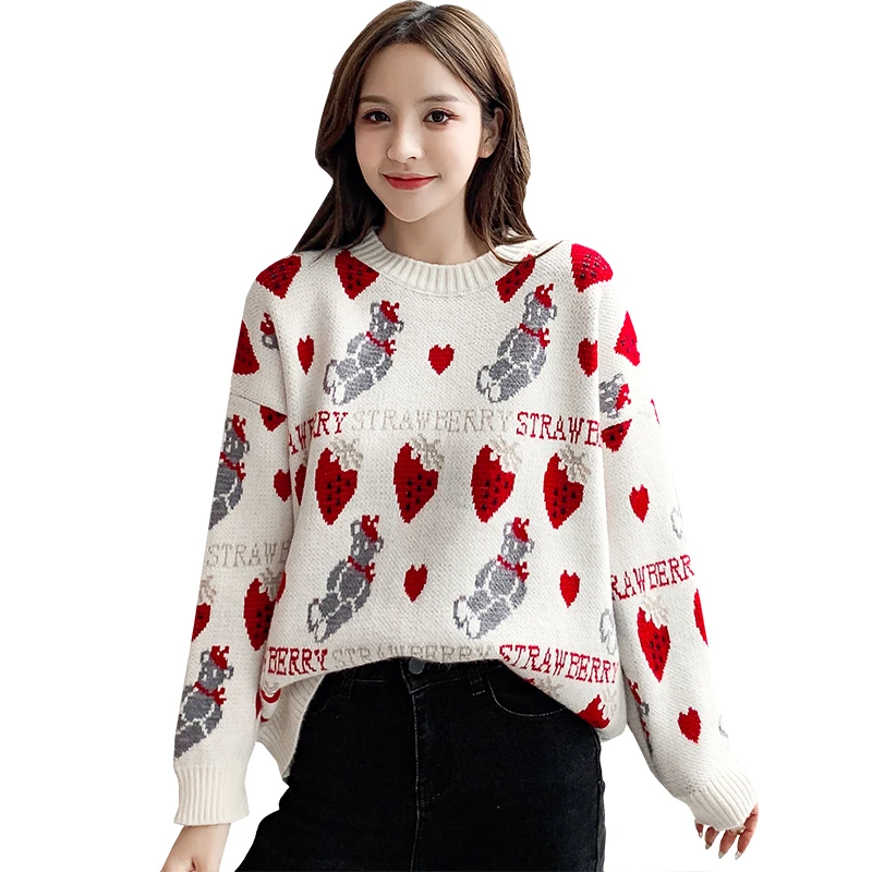 

Film's department of ins sweater female head set loose qiu dong han fasten languid is lazy wind upset Japanese cute girl student