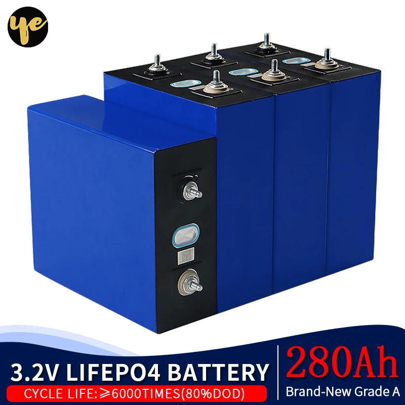

4PCS 3.2V 280Ah Lifepo4 Battery Grade A Brand New 12V Rechargeable Cell Pack Deep Cycle For PV RV Folar Storage System TAX FREE