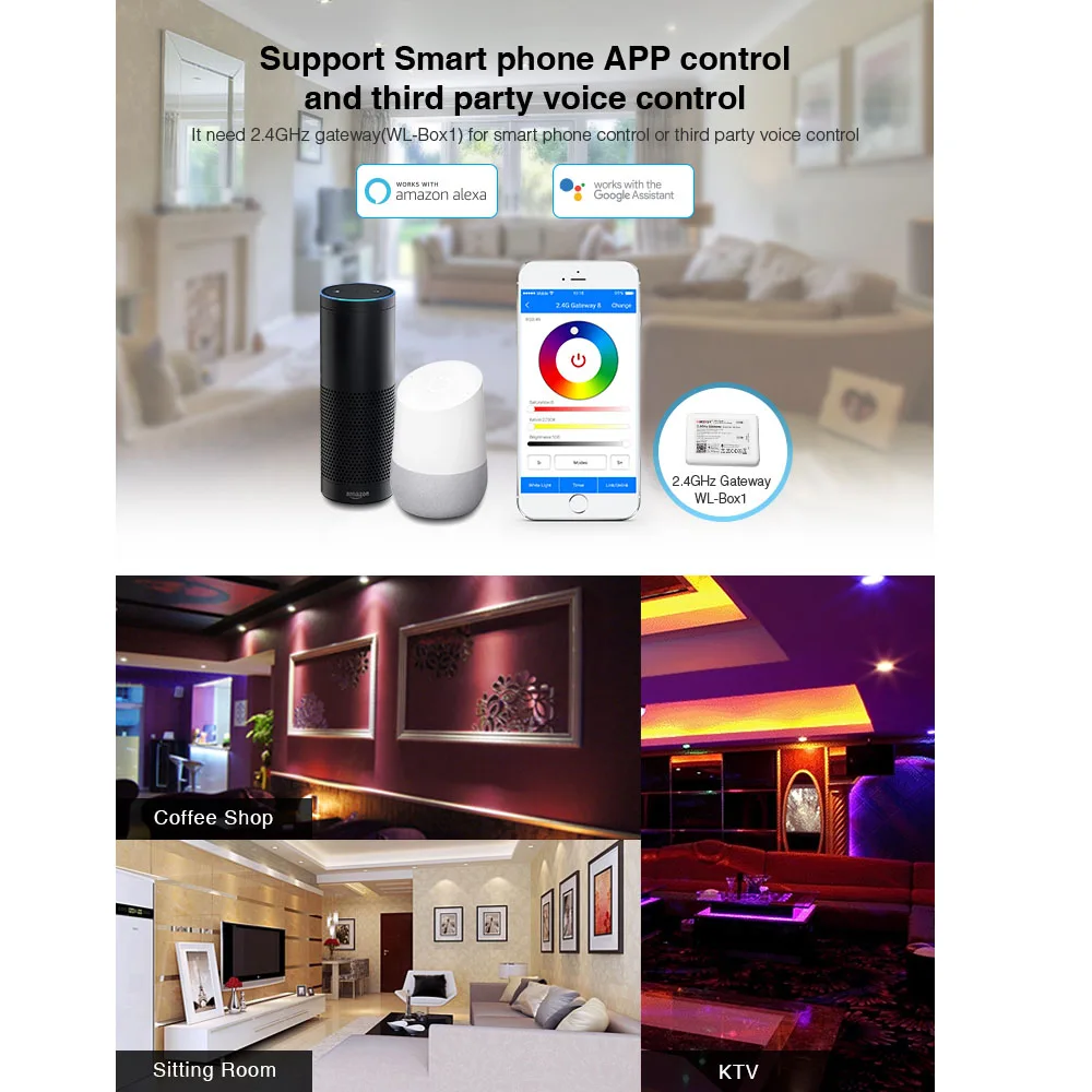 

Miboxer 12W RGB+CCT LED Downlight FUT066 AC100~240V Round LED Ceiling 24G WiFi Spotlight 16 million colors