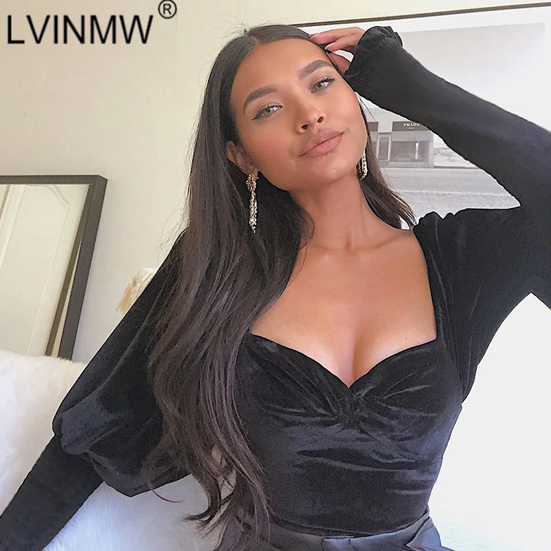 LVINMW сексуальный черный облегающий комбинезон с квадратным воротником и рукавами