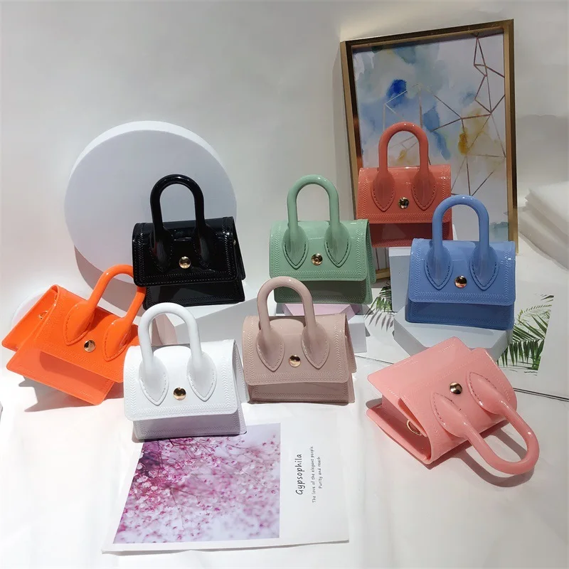 

2021 Spring Summer New Style Jelly Bag Women Fashion Mini Bag Pvc Kids Handbag Macaron Coin Purse Girl Shoulder Bag GDB045