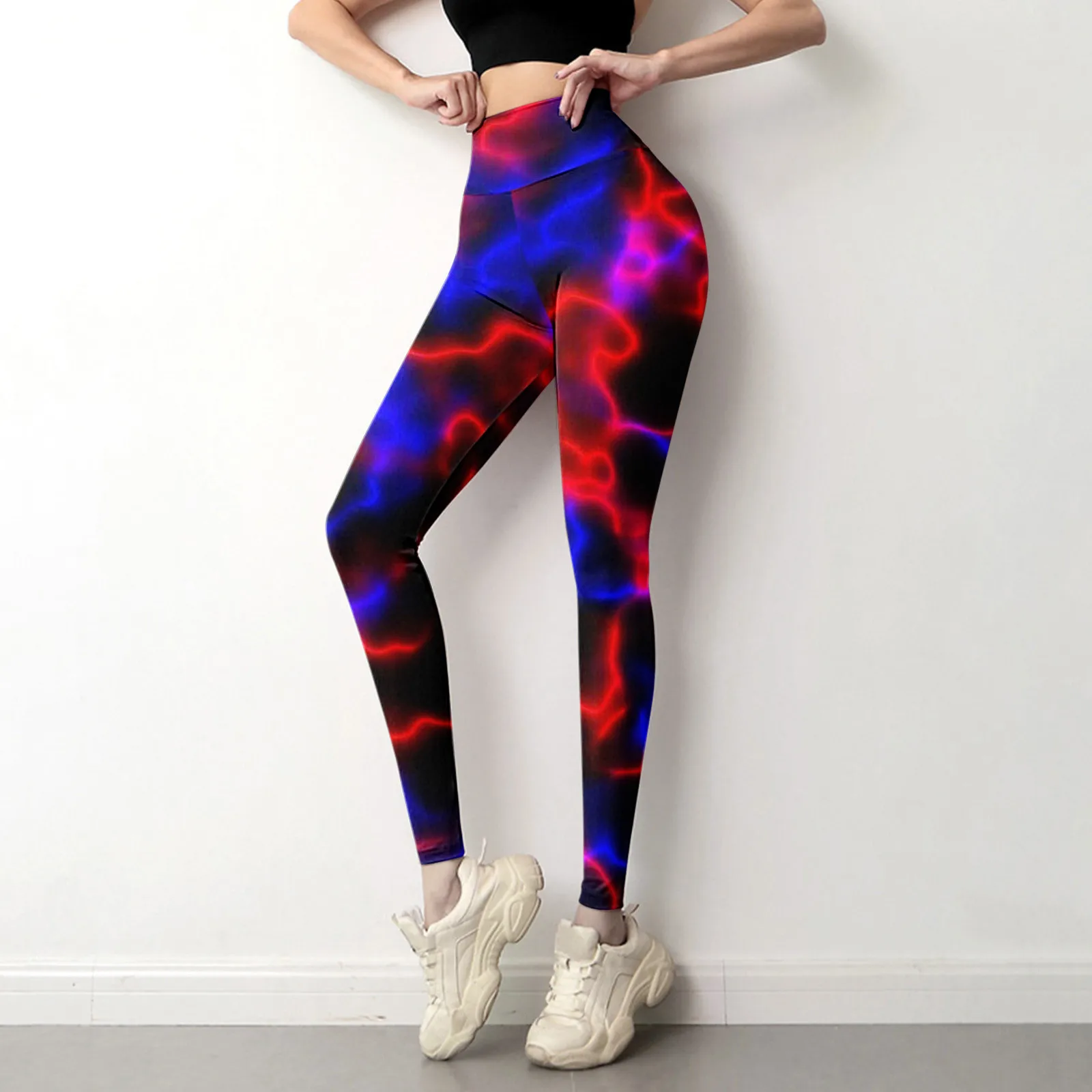 Женские модные штаны для йоги с принтом утягивающие живот леггинсы обтягивающие