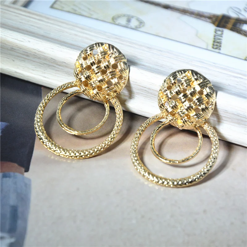 Серьги ZCHLGR женские ретро геометрические металлические|Серьги-подвески| |