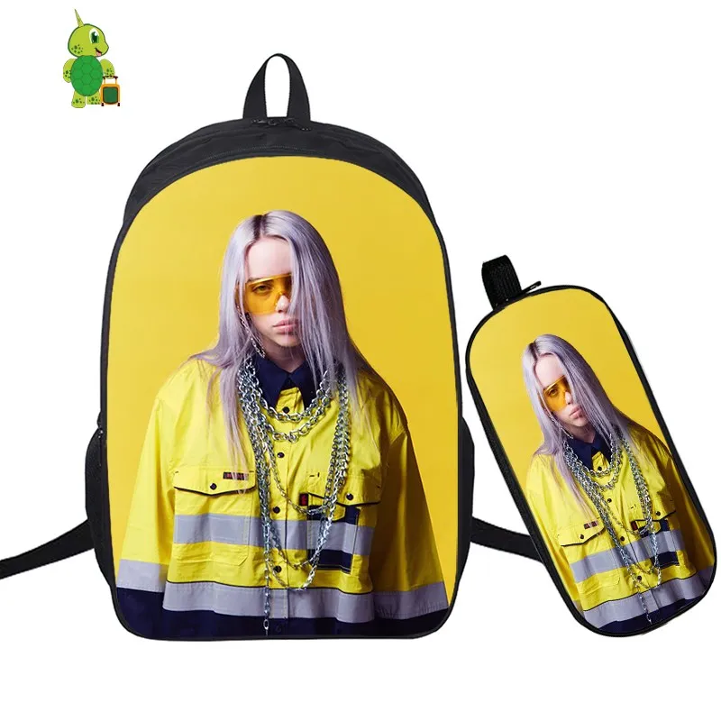 В стиле «хип-хоп» Billie Eilish 2 шт./компл. рюкзак школьные сумки для подростков мальчиков и девочек студенты рюкзак для ноутбука Карандаш Чехол дорожные сумки - Цвет: 8