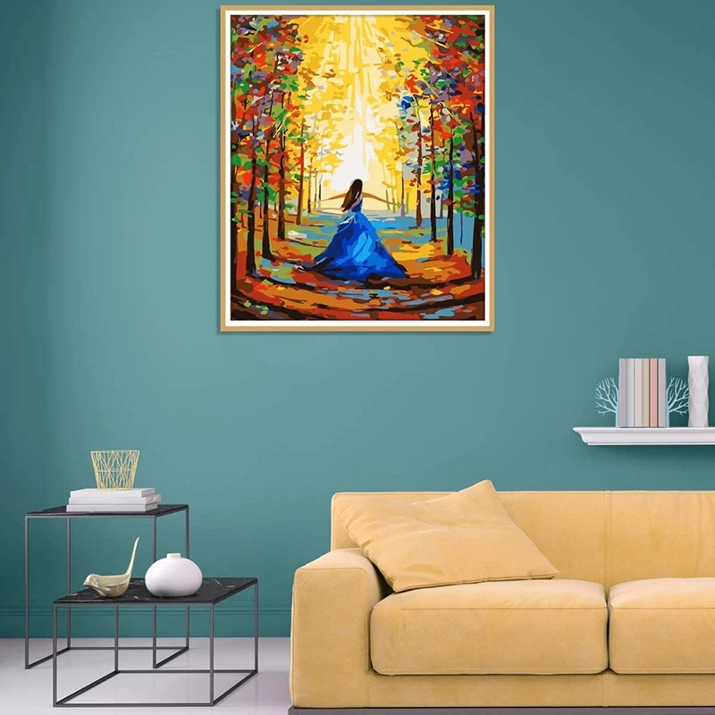 Paint By Numbers Art Oil Painting Forest Girl Living Room Bedroom Home Decoration Wall | Дом и сад