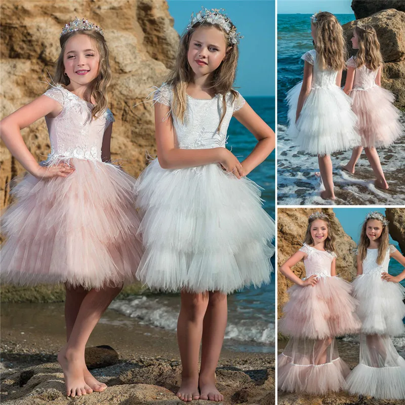 Белые и розовые платья с цветочным узором для девочек на свадьбу Новое