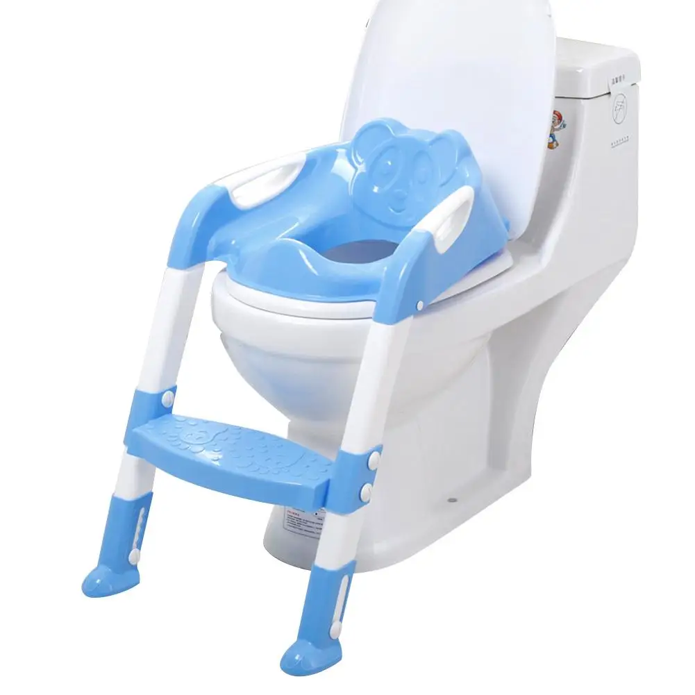 

Large Size Pedestal Pan Toilet Folding Toilet Trainer Safety Seat Chair Step with Adjustable Ladder for Children