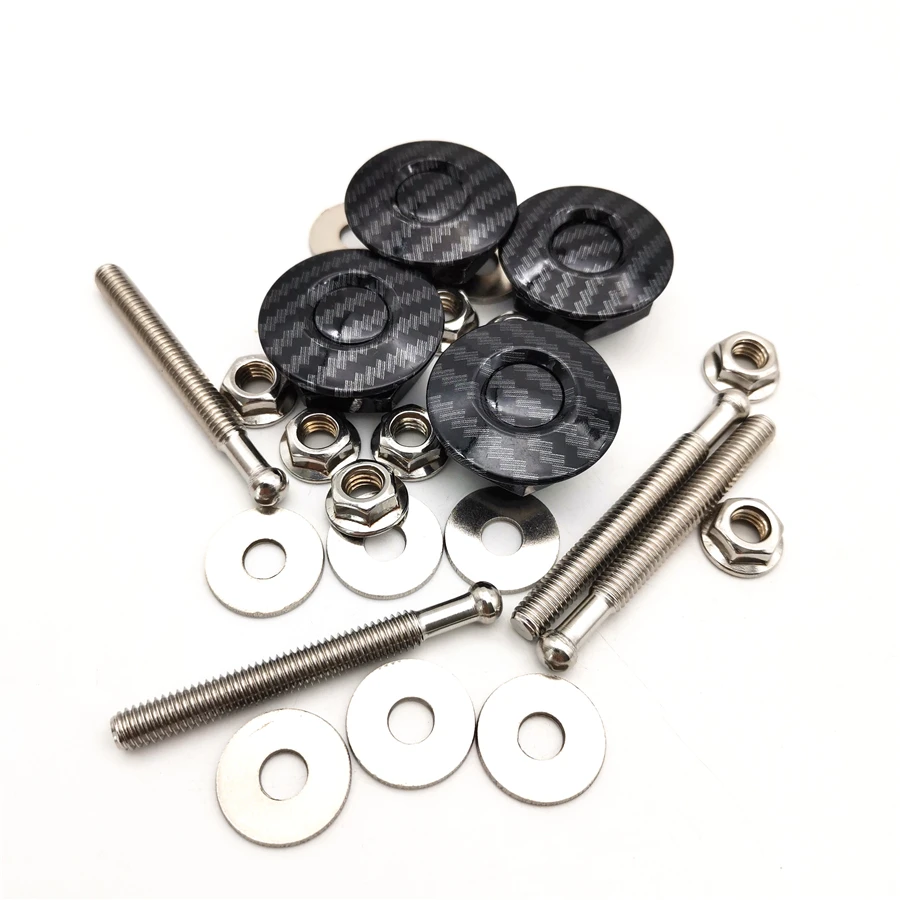 

4pcs/lot 3D Carbon Fiber Color Car Push Button Hood Quick Release Pins Bonnet Lock Clip Bumper Latch