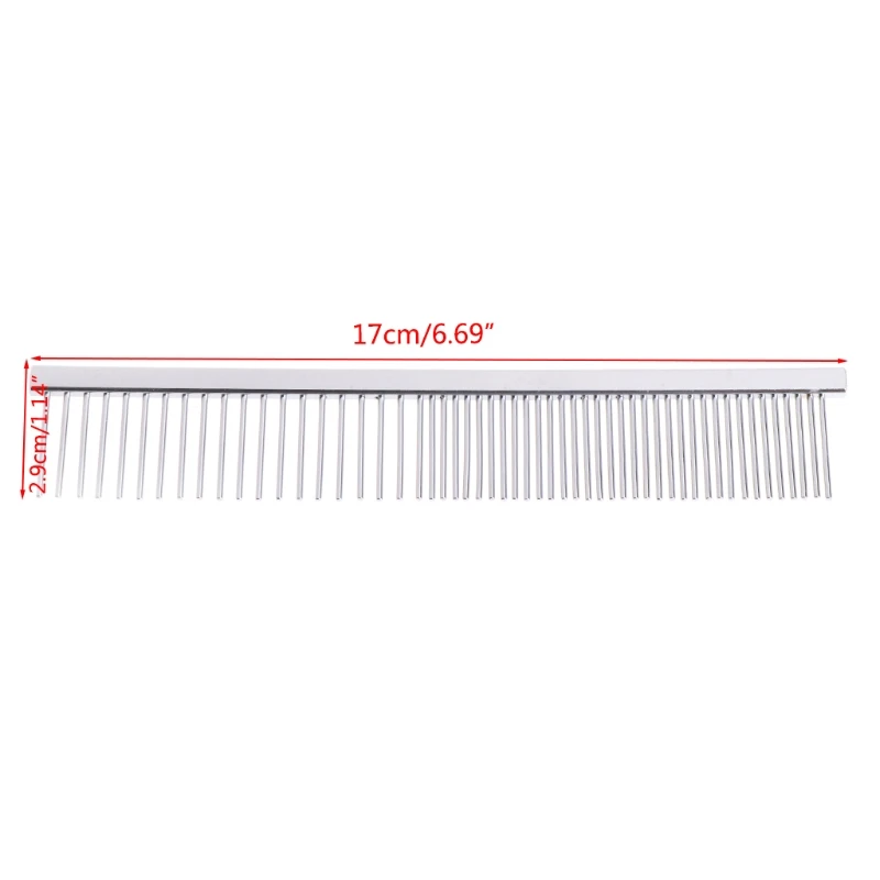 

Stainless Steel Pet Dog Cat Shedding Comb Grooming with Different Spaced Round Teeth Wide Trimmer T84E