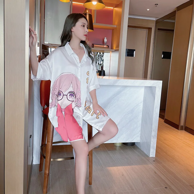 

New summer ladies nightdress plus size shirt skirt sleeping dress