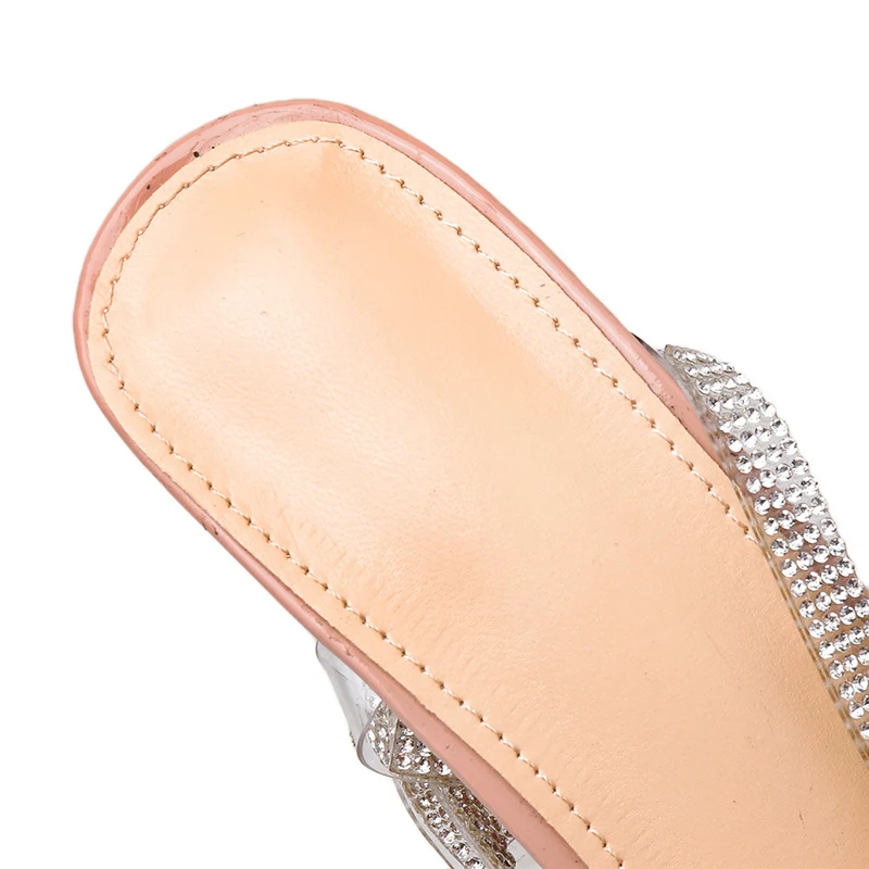 Женские блестящие сандалии на высоком каблуке 12 см с перекрестным носком