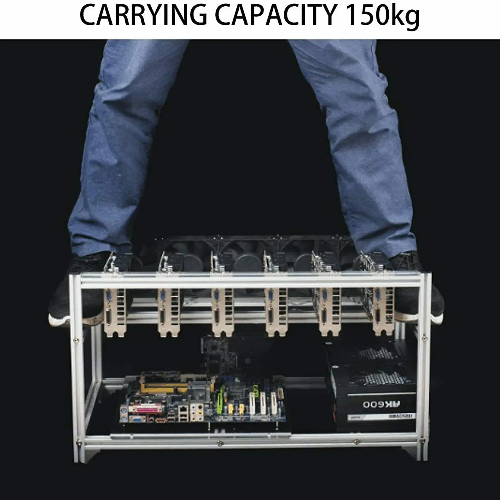 

DIY Open Air Mining Rig Stackable Frame Holder For 12GPU ETH Ethereum LOT Open Frame Graphics Cards Desktop Case Sliver Aluminum