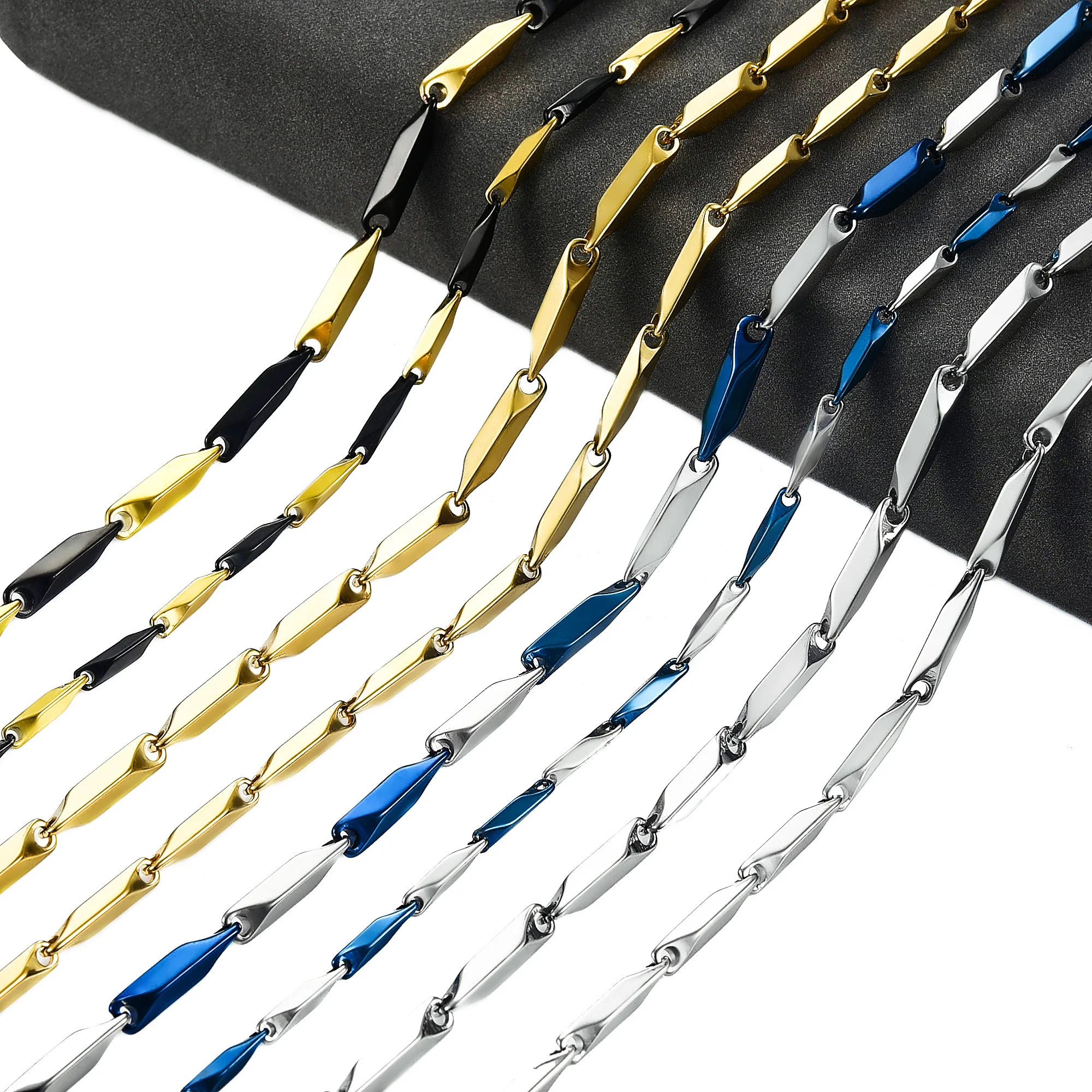 Бамбуковое ожерелье для мужчин колье из нержавеющей стали ширина 2/2 5/3 мм цвет