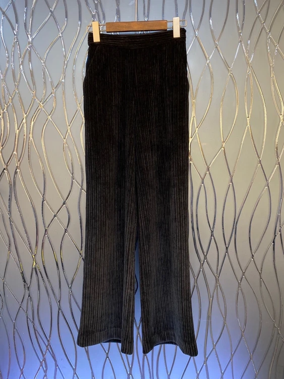 

2020 autumn and winter new women's diagonal symmetrical pocket decoration solid color all-match casual pants 1226