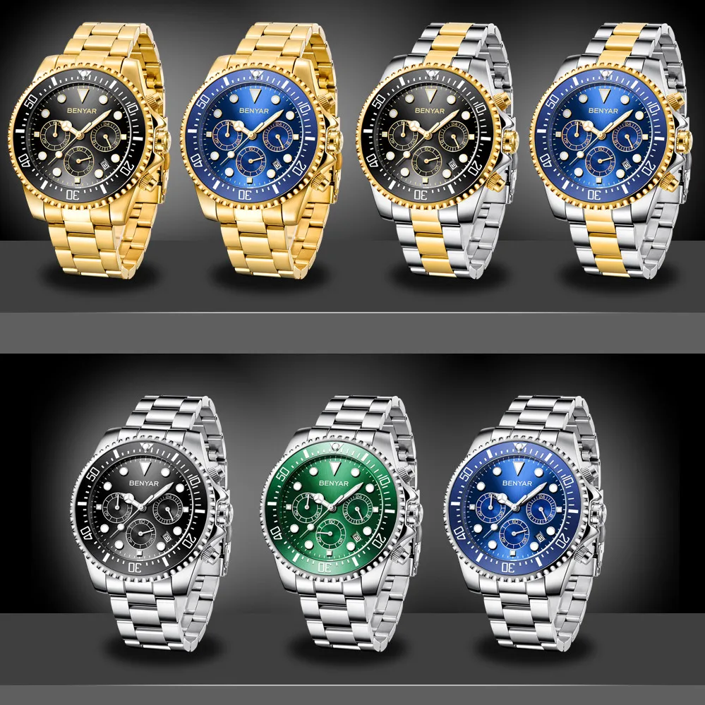 Часы-хронограф мужские из сплава водонепроницаемые до 30 м |