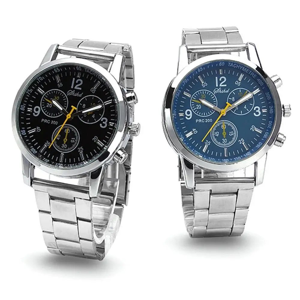 

Fashion Men Round Sub-dials Decor Alloy Band Analog Quartz Wrist Watch Gift