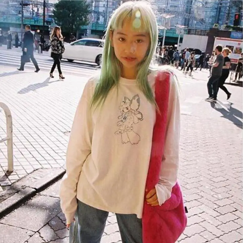 

Женская футболка с мультяшным принтом, в стиле Харадзюку