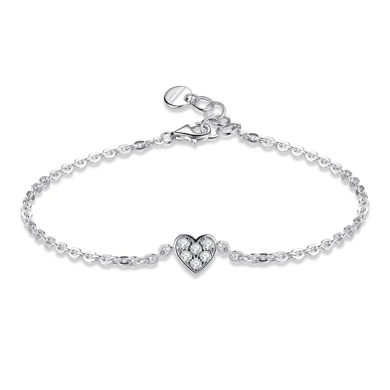 

Brosway Designer Fashion Women's Hand Chain Zircon with 925 Silver Heart-shaped Cuff Crystal Bracelet Sterling Female Charms