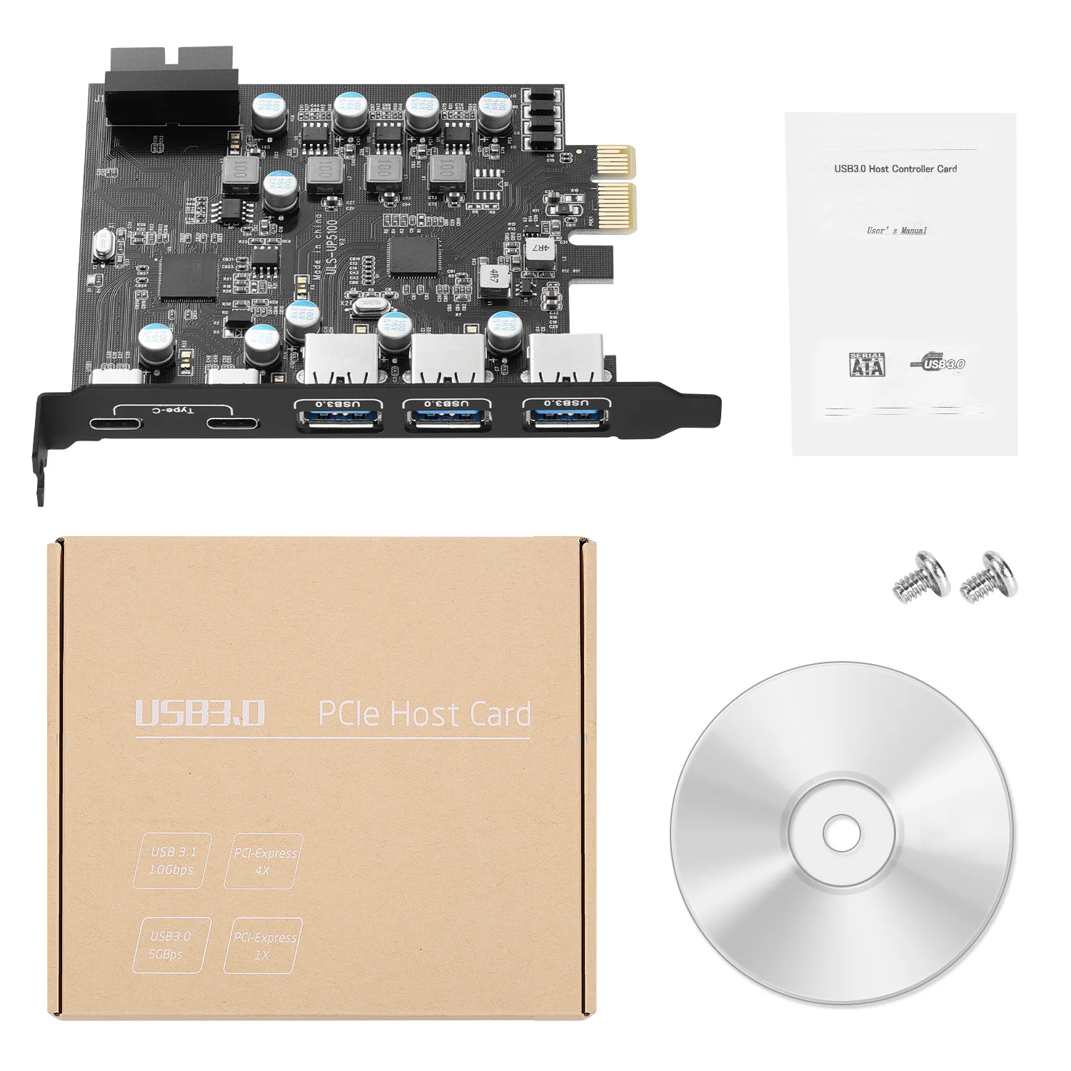 Плата расширения ULS 7 портов USB3.0 PCI-e (3)Type A (2)Type C с внутренним разъемом USB 3 0 20P для Mac