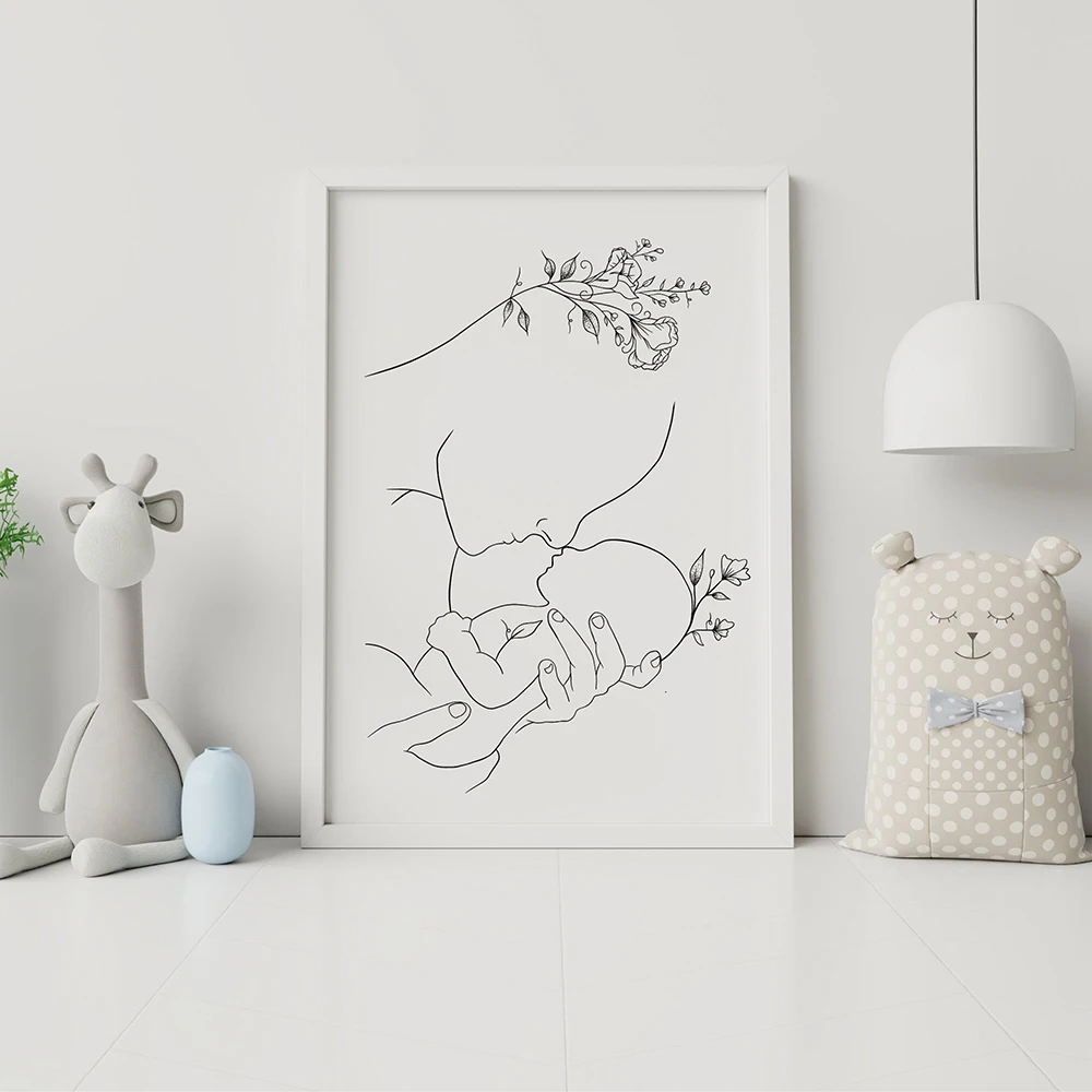 Абстрактная Минималистичная Настенная картина с изображением мамы и