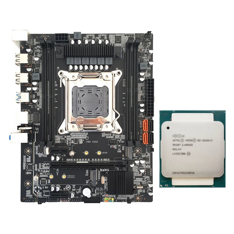 

X99 Motherboard LGA2011-3 V3 V4 with Dual M.2 NVME Slots E5-2620 V3 CPU DDR4 Ram ECC SATA3.0 USB3.0 Motherboard CPU Kit