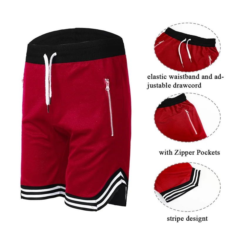 

Streetwear Vintage Mesh Baggy Shorts Men's Justin Bieber Side Zipper Elastic Waist Loose Knee Length Sweatpants six Color