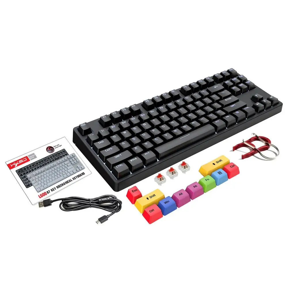 87 клавиш механическая клавиатура с подсветкой, светодиодная клавиатура BacklitKeyboard, USB Проводная переключаемая клавиатура со сменной клавиатурой
