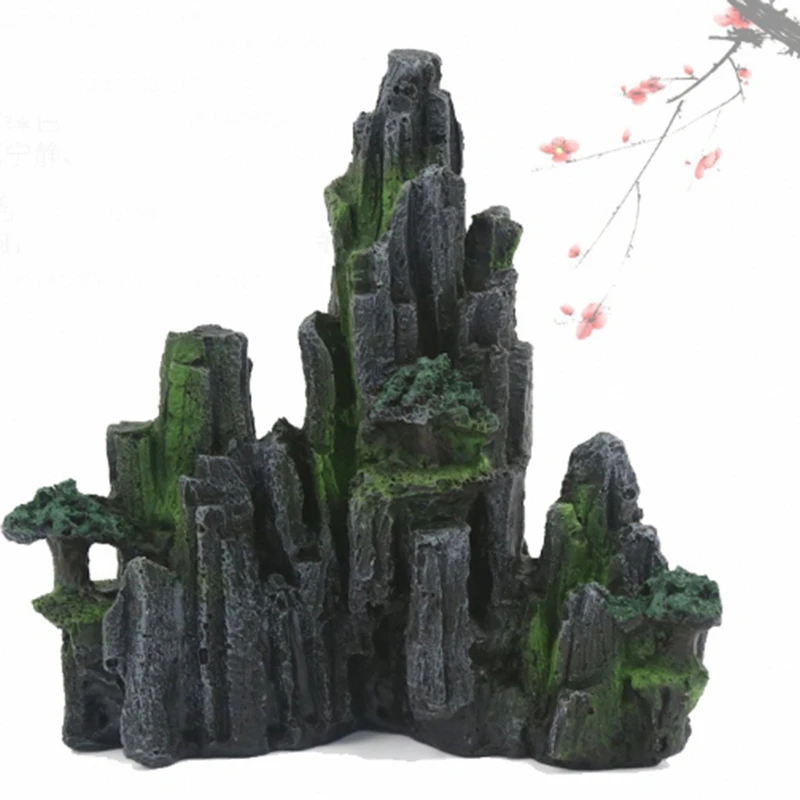 

Aquarium Ornament Resin Rockery Aquarium Decoration Artificial Hill Rock Decorating Ornament Fish Tank