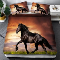 horse setting sun seaside customizable three piece set beddings quilt cover bed sheet and quilt cover pillowcase bedroom