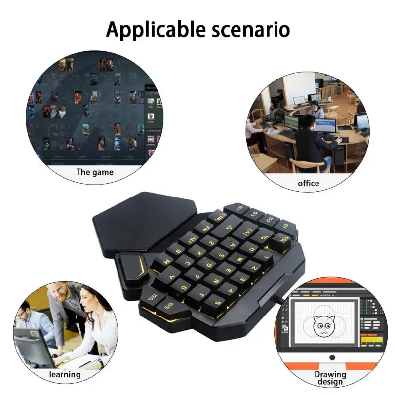 

One Hand Mechanical Gaming Keyboard 35 Keys RGB Backlit Portable Mini Gaming Keypad Game Controller for PS4/Laptop/PC Xbox Gamer