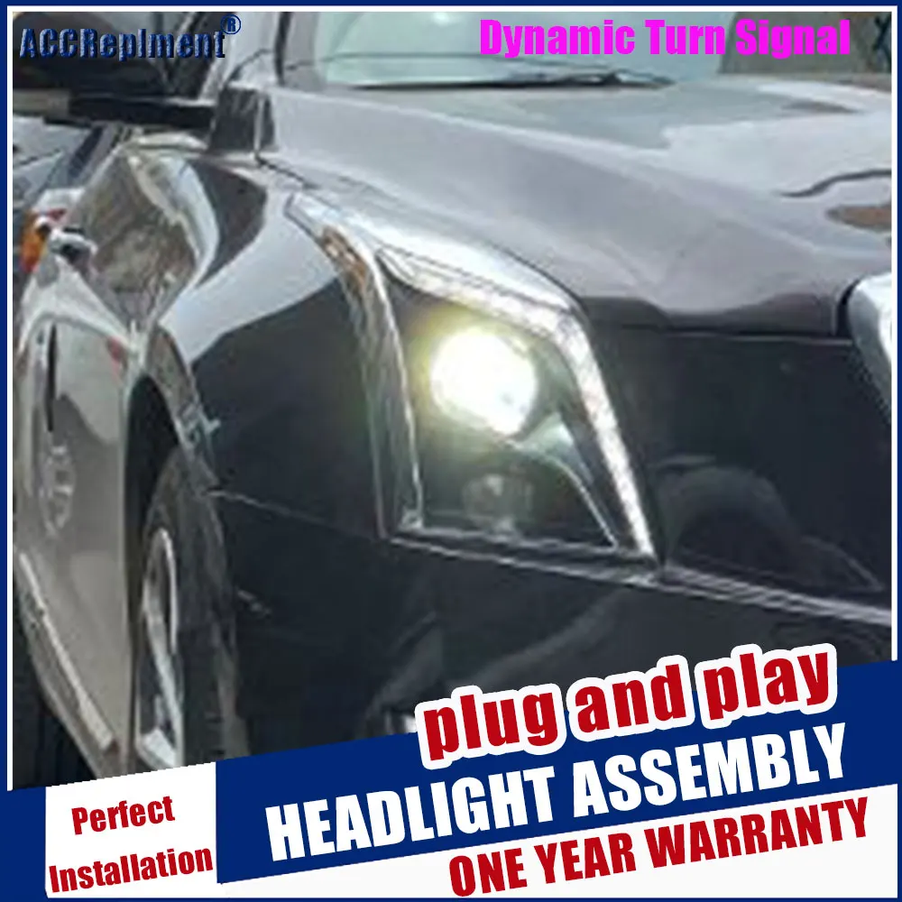 

New Head Lights Car Styling For Cadillac ATS-L Headlights 2014-2016 Double Beam Lens Xenon Head Lamp Led DRL