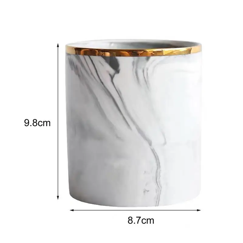 

Europe Ceramic Makeup Brush Storage Tube Eyebrow Pencil Makeup Organizer Marble Pattern Jewelry Storage Box Cosmetic Holder Box