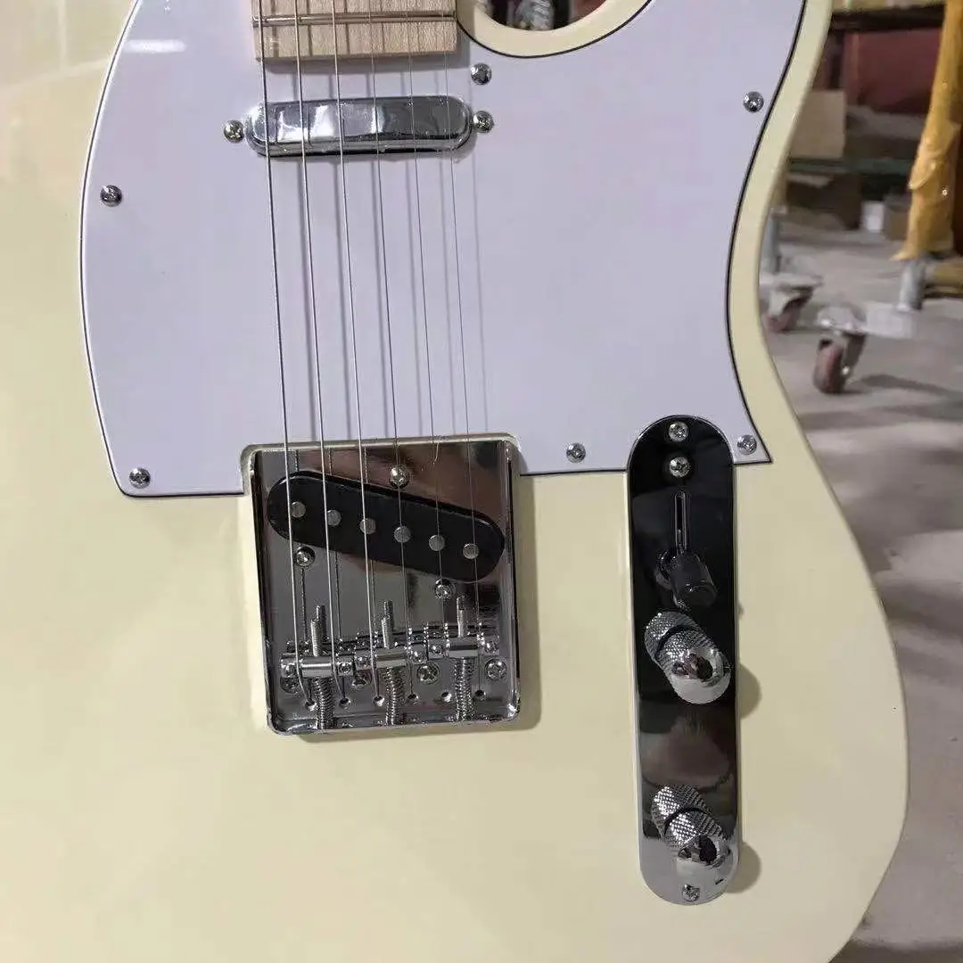 

tele guitar cream white color black pickguard 53 version tele electric guitar free shipping