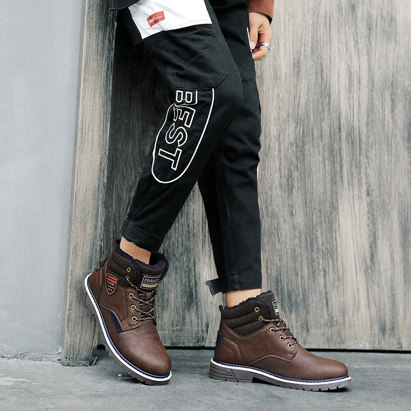 

Coturno Men Shoes 2020 Winter Mens Casual Leather Men's Sneakers Dress Boots Home Lether Black Fashion For