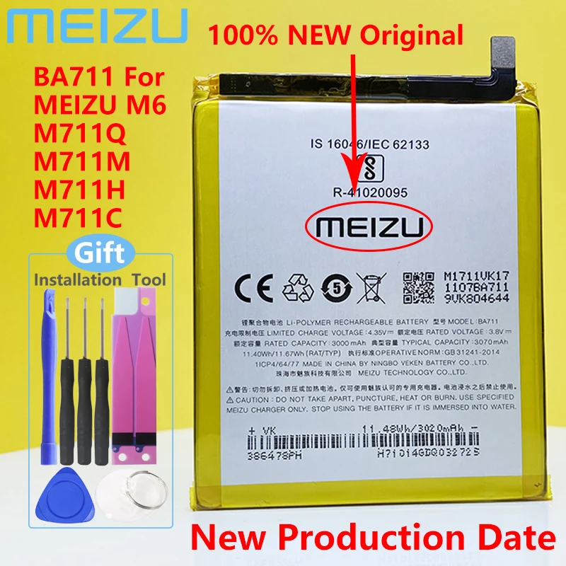 Bater&iacute;a BA711 Original para tel&eacute;fono m&oacute;vil MEIZU M6 M711M/M711C/M711Q/M711H, herramientas de regalo, nueva-0